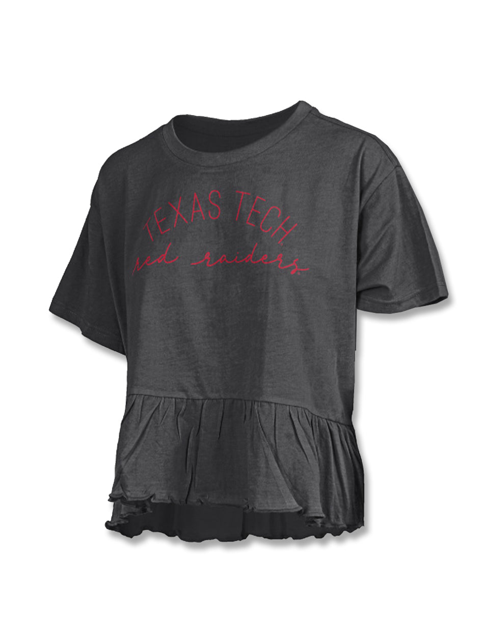 Texas Tech Press Box "Wild Flower" Melange Ruffled Women's Fashion Top