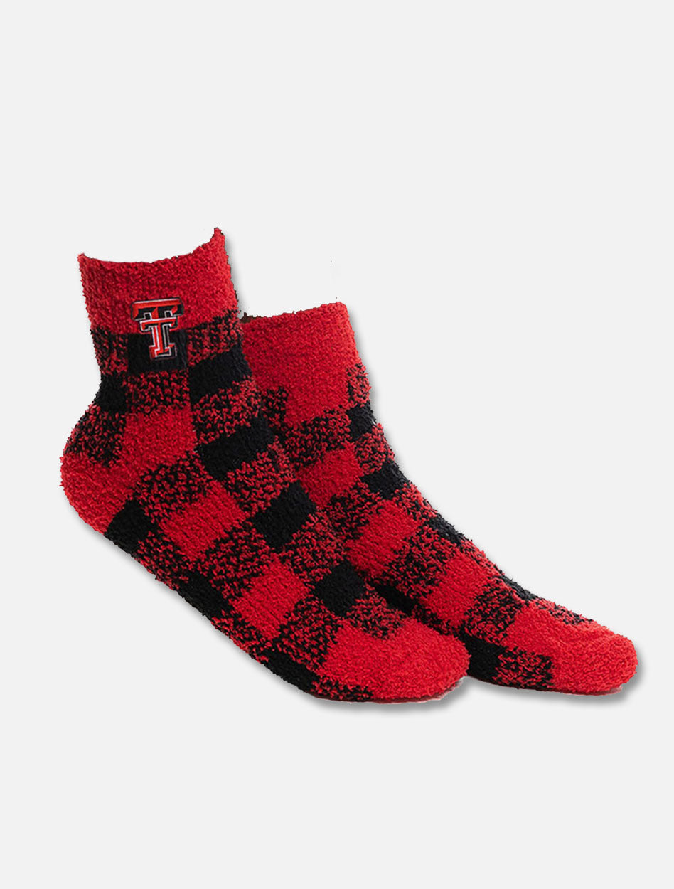 Texas Tech Red Raiders Black and Red Plaid Fuzzy Socks
