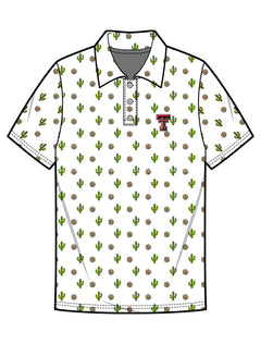 Texas Tech Dark Horse "Cactus & Tumbleweeds" White Men's Polo