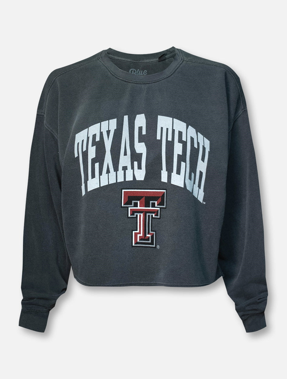 Blue 84 Texas Tech Red Raiders Arch over Double T Cropped Sweatshirt