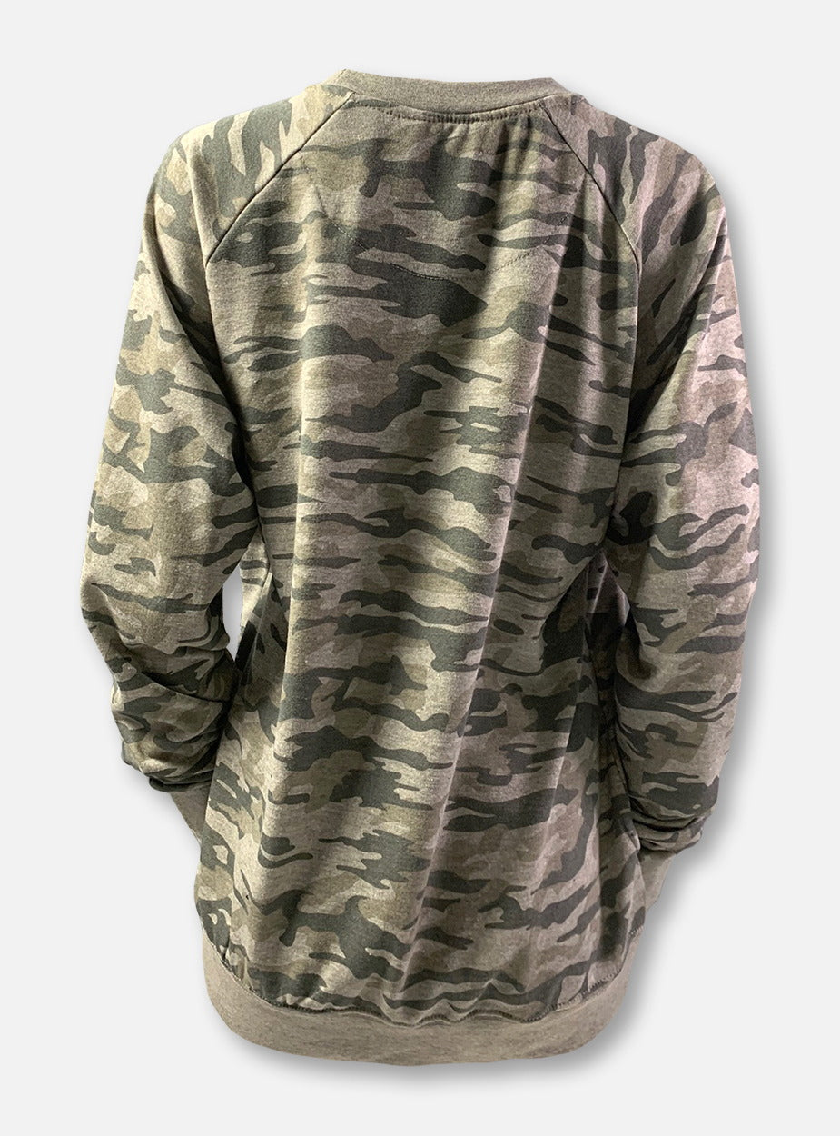 Pressbox Texas Tech Red Raiders Classic Arch In Black On "Gulfport" French Terry Crewneck Sweatshirt In Camo