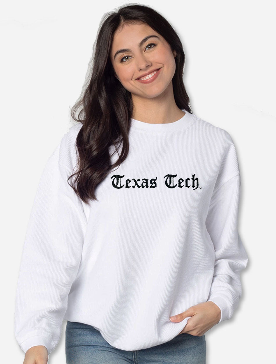 Texas Tech Red Raiders "Old English"  White Corduroy Sweatshirt