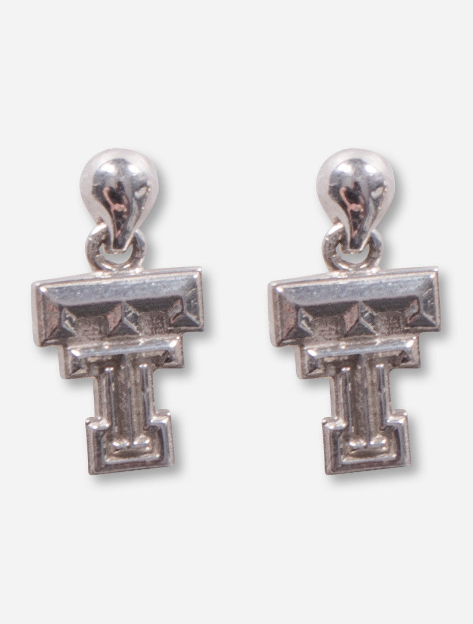 Double T Sterling Silver Studded Drop Earrings