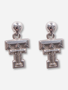 Double T Sterling Silver Studded Drop Earrings