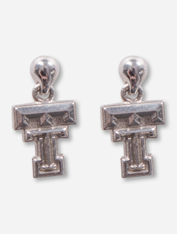 Double T Sterling Silver Studded Drop Earrings