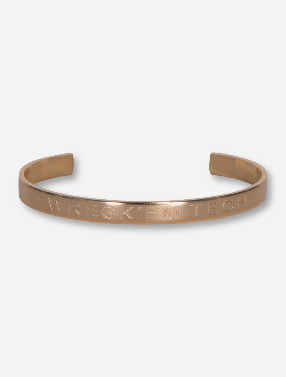 Texas Tech Wreck 'Em Gold Thin Cuff Bracelet
