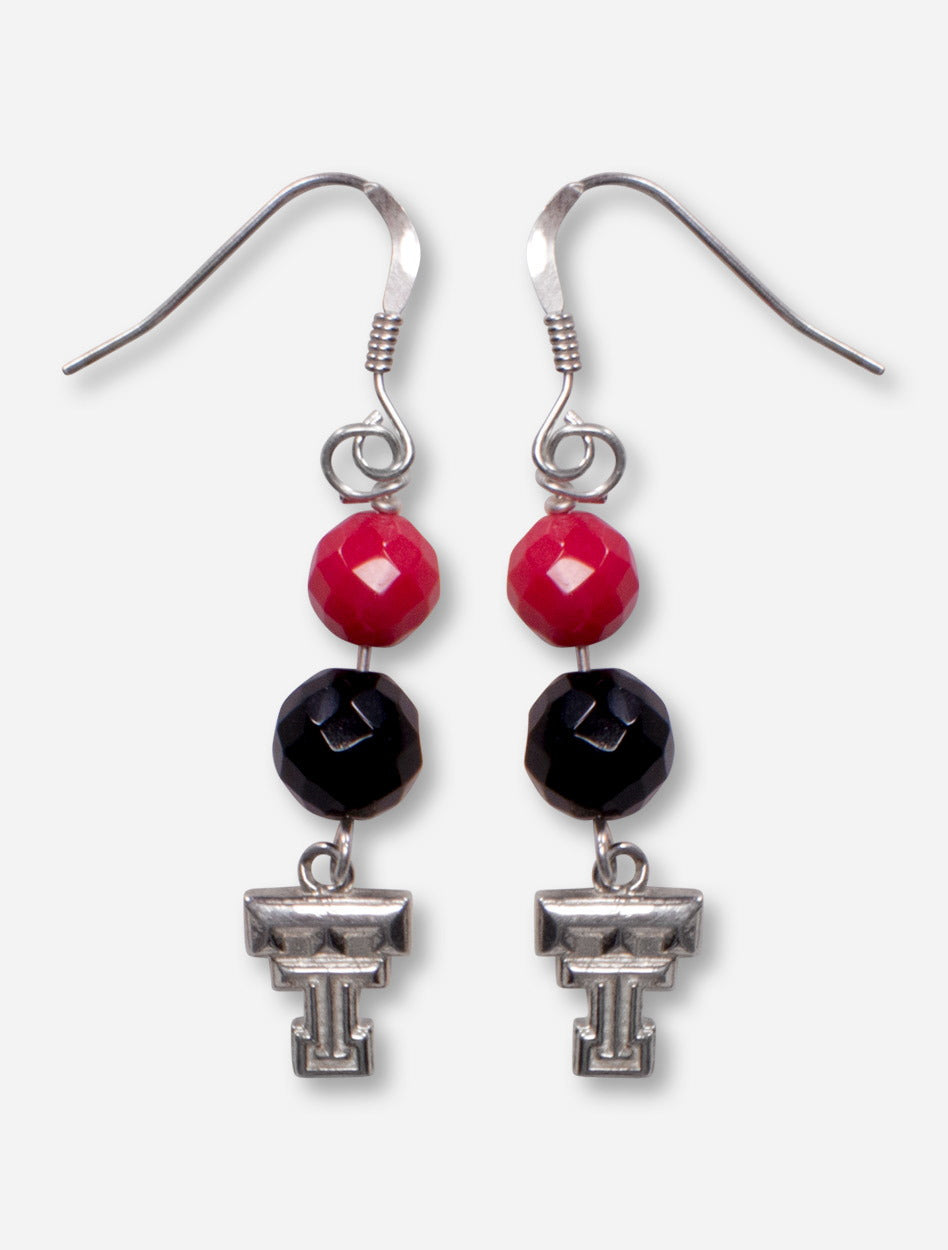 DaynaU Texas Tech Double T with Red and Black Rhinestone Earrings