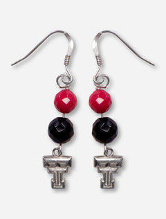DaynaU Texas Tech Double T with Red and Black Rhinestone Earrings