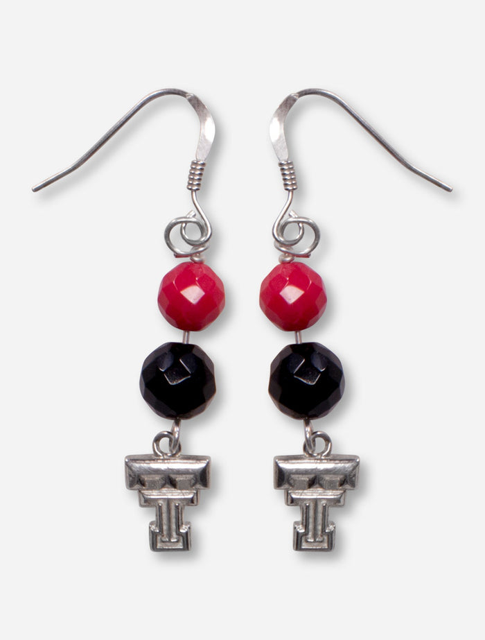 DaynaU Texas Tech Double T with Red and Black Rhinestone Earrings