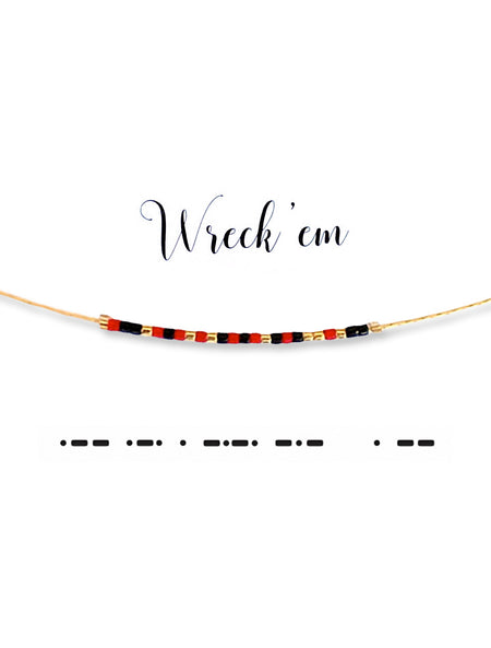 Texas Tech "Wreck 'Em" Morse Code Necklace
