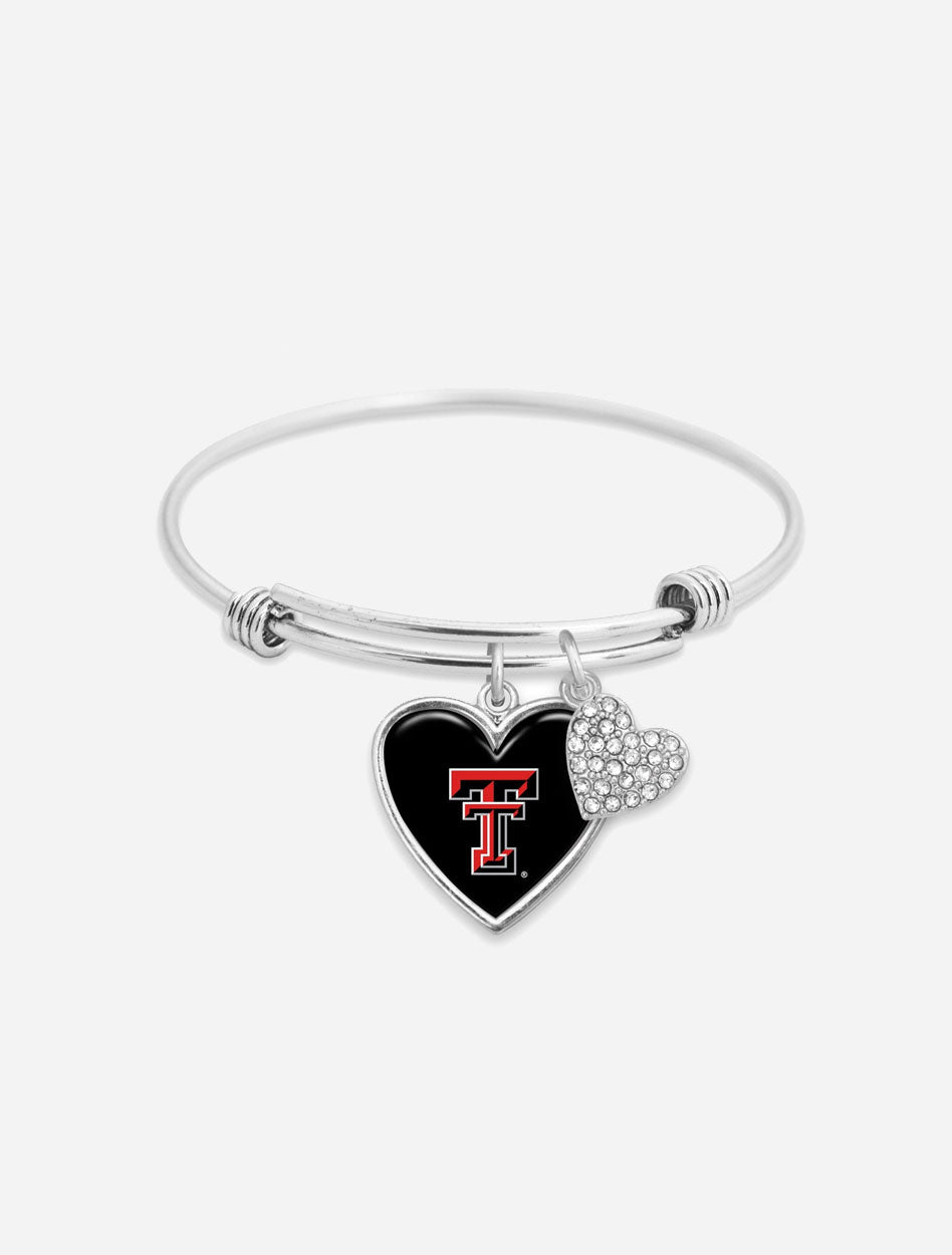 Texas Tech "Amara" Double T Heart Adjustable Bracelet