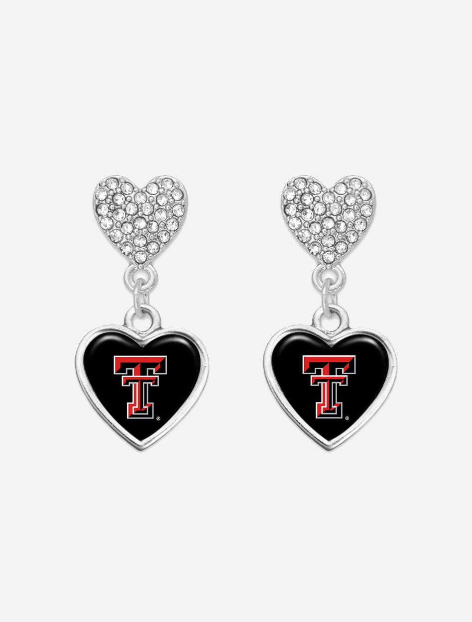 Texas Tech Rhinestone Heart "Amara" Earrings