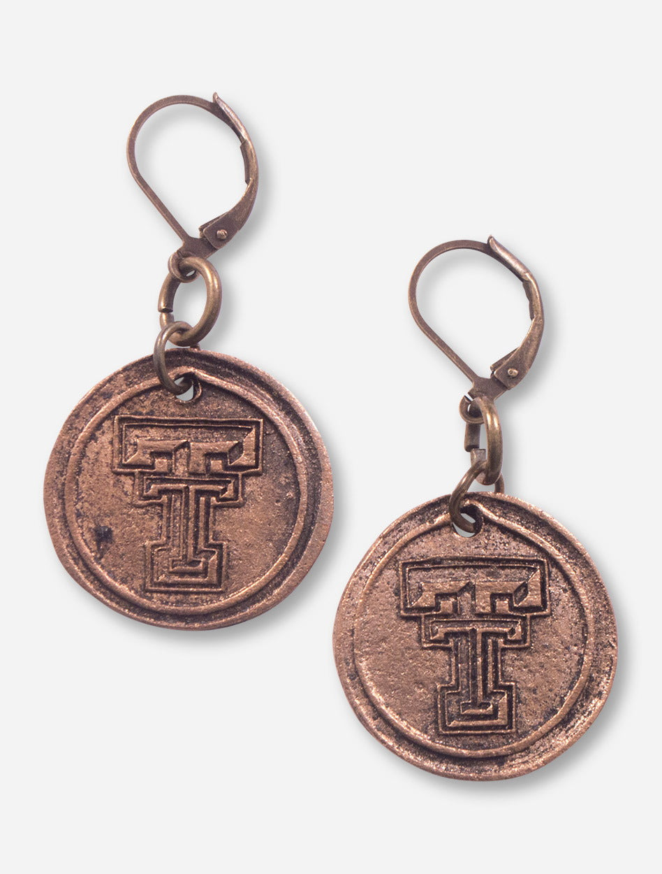 Texas Tech Double T Antique Bronze Earrings
