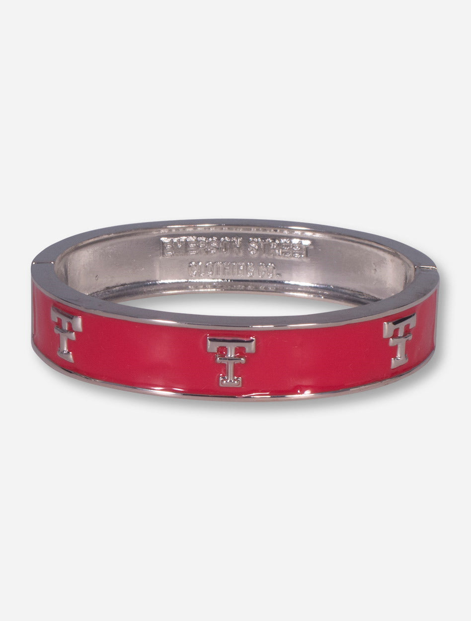 Texas Tech Repeating Double T on Red Bangle Bracelet