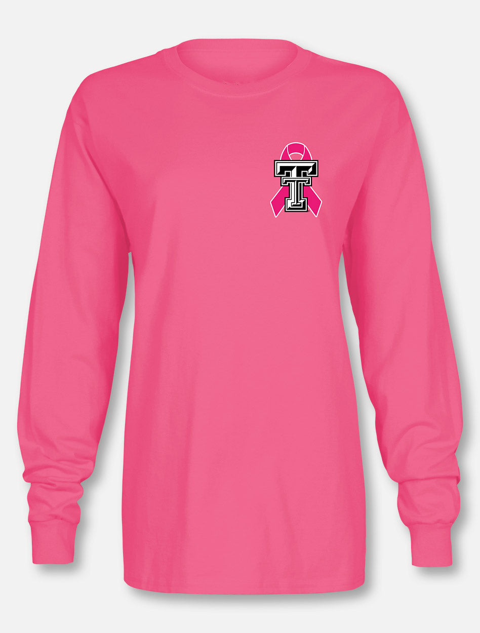 Texas Tech Red Raiders  Black and White Double T "Knock Out" Breast Cancer Long Sleeve T-Shirt