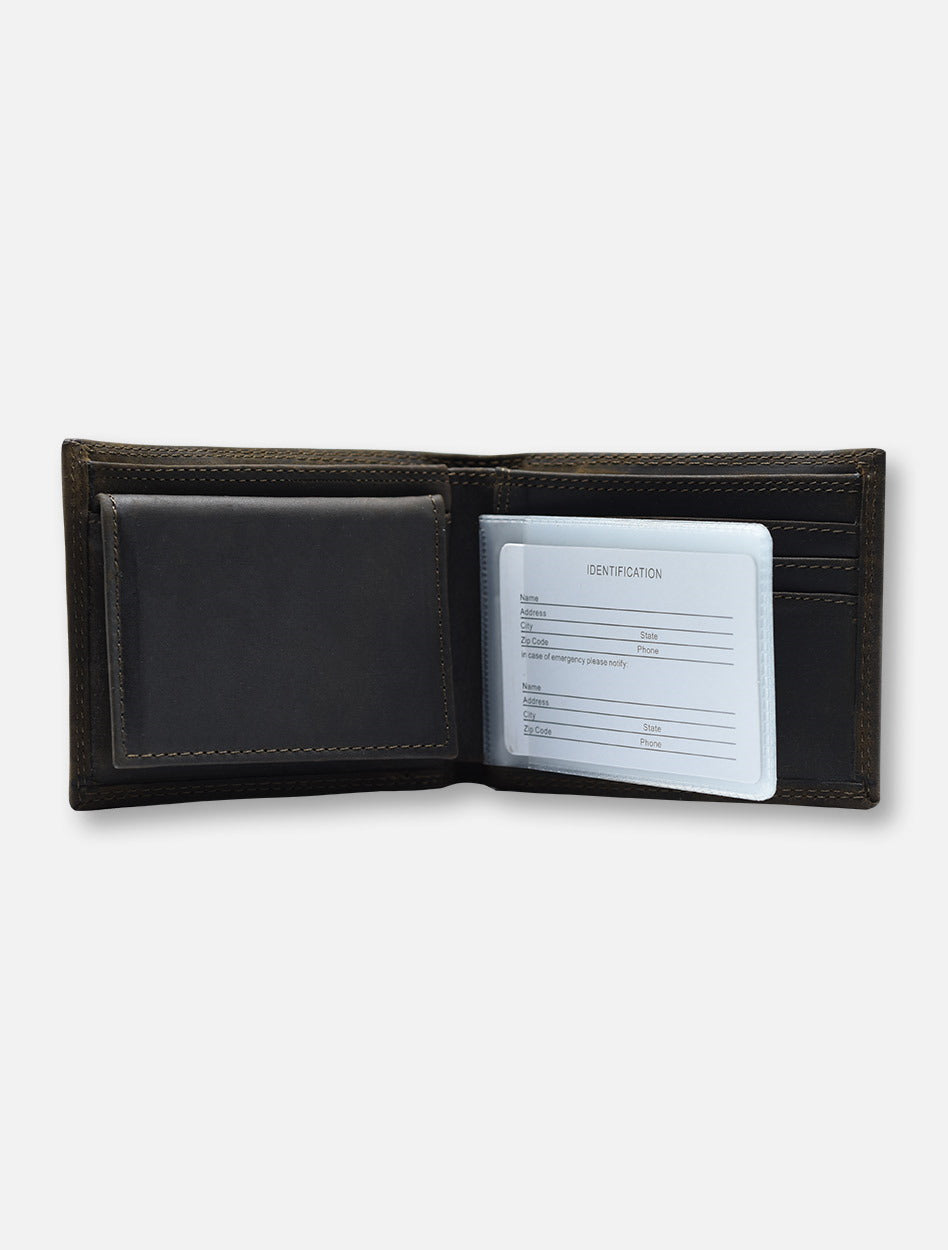 Texas Tech Double T Emblem on Pass Case Brown Leather Wallet