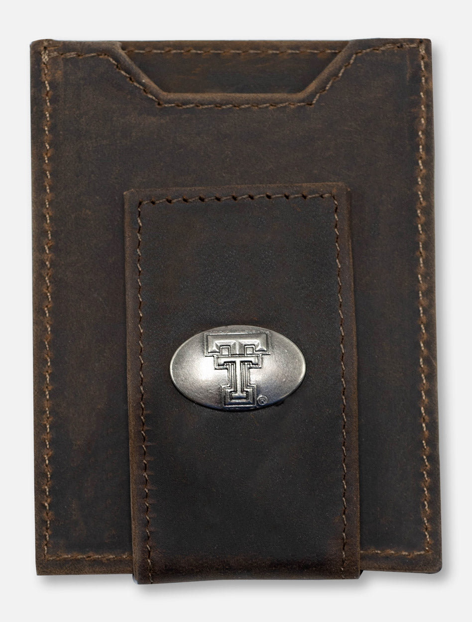 Texas Tech Red Raiders Brown Crazy Horse Leather Front Pocket Wallet