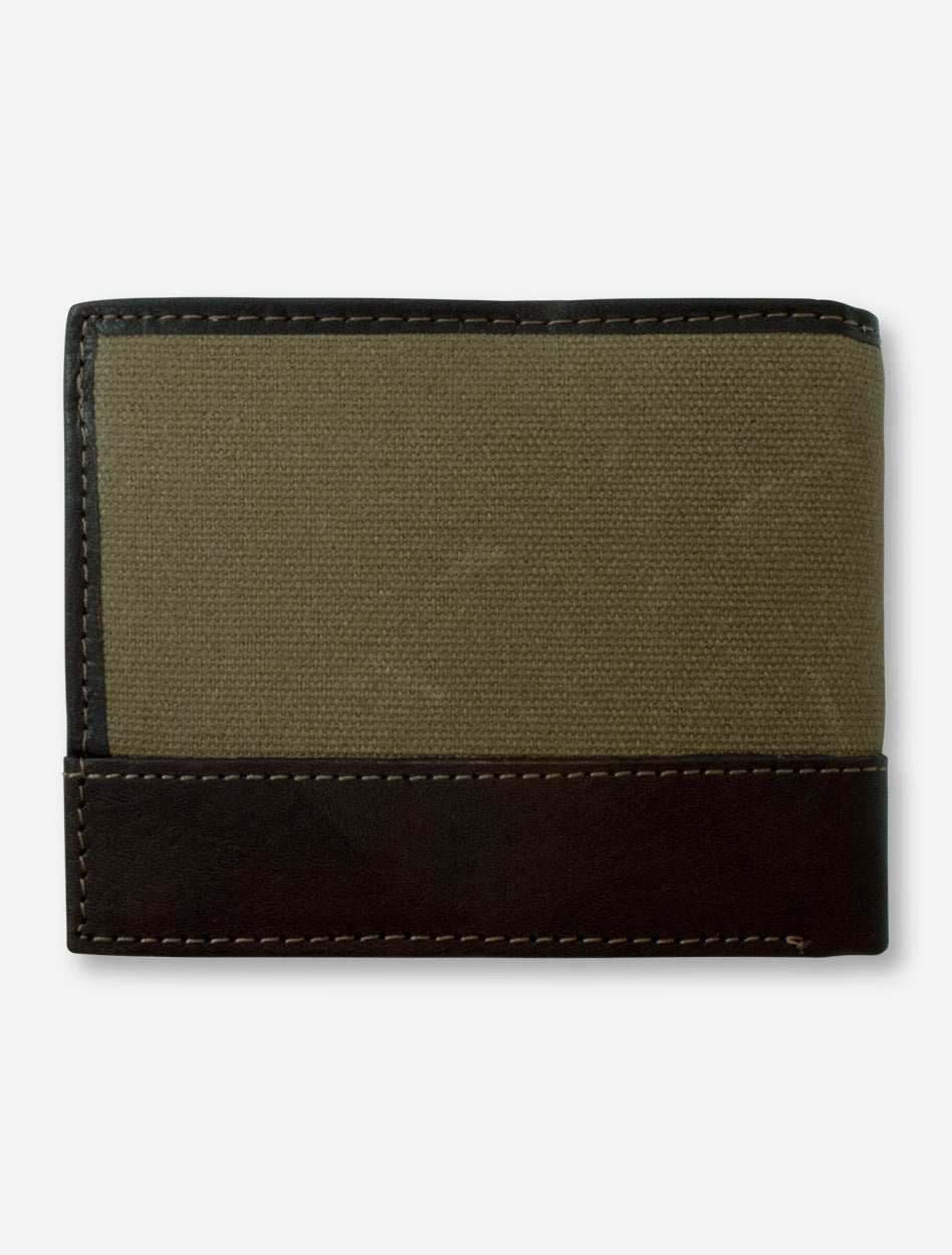 Texas Tech Double T Emblem on Pass Case Moss Green Wallet