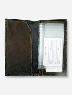 Texas Tech Double T Emblem on Roper Moss Green Canvas Wallet