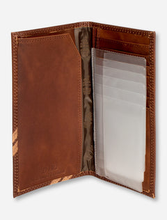 Texas Tech Embossed Double T on Tall Brown Leather Wallet