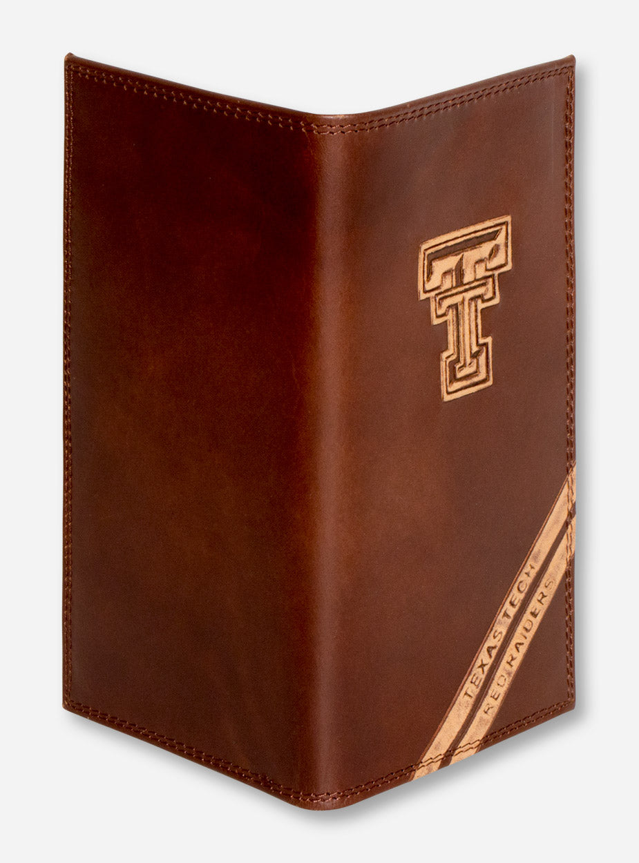 Texas Tech Embossed Double T on Tall Brown Leather Wallet