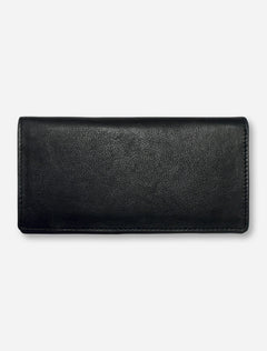 Texas Tech Square Double T Emblem on Black Leather Checkbook Wallet