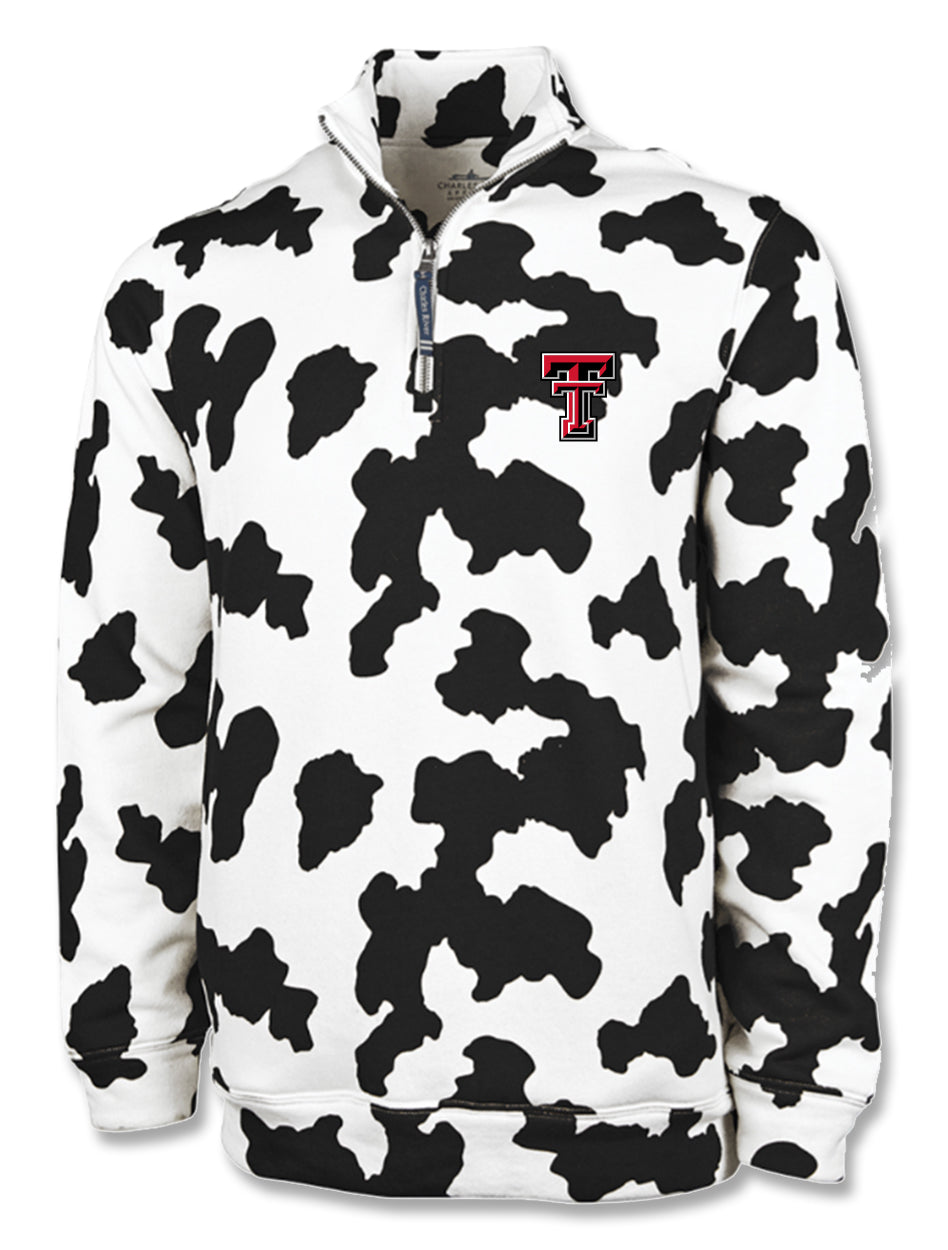 Charles River Texas Tech "Crosswind" Cow Print 1/4 Zip Pullover
