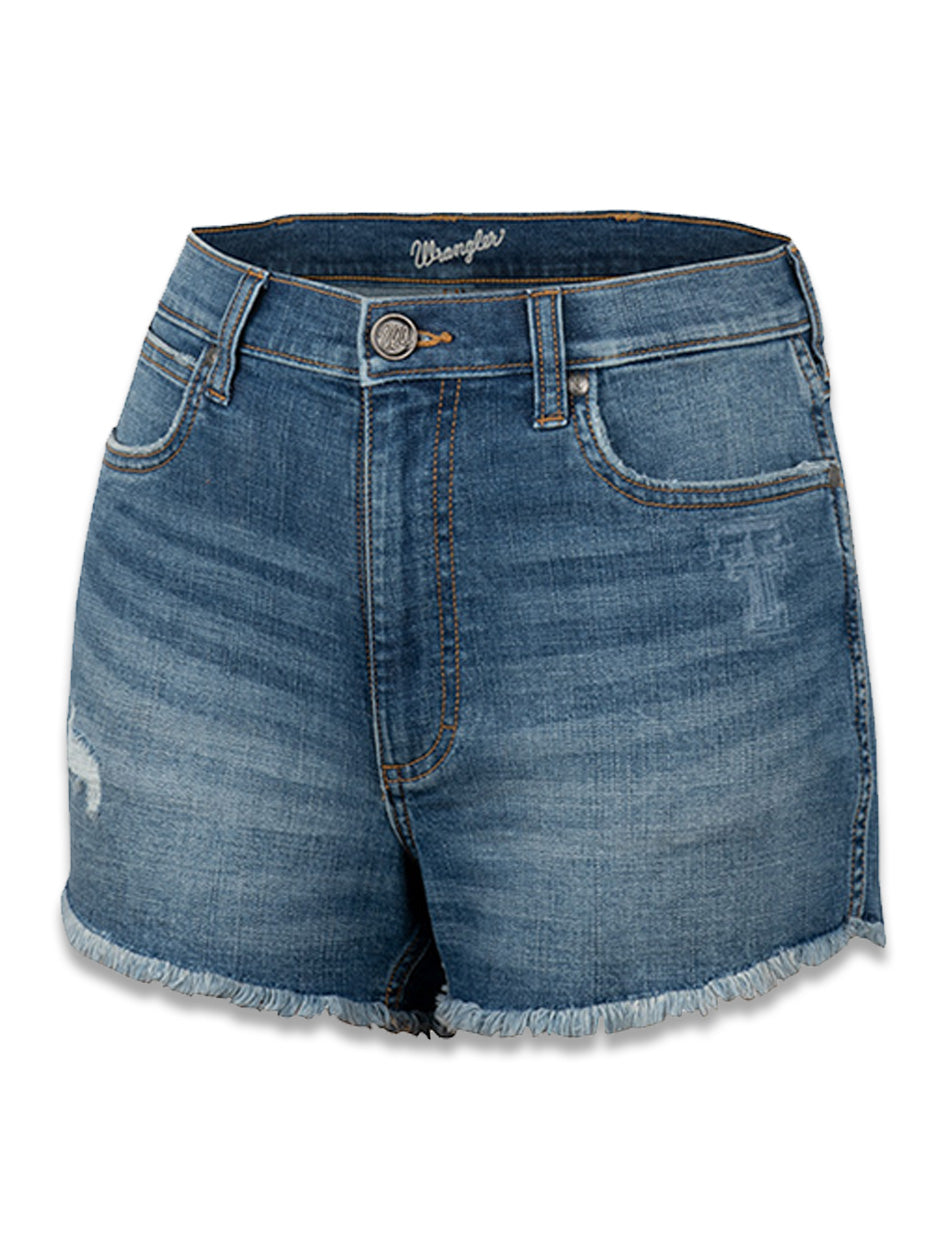 Wrangler Texas Tech "Retro" Denim High Rise Cut Off Shorts