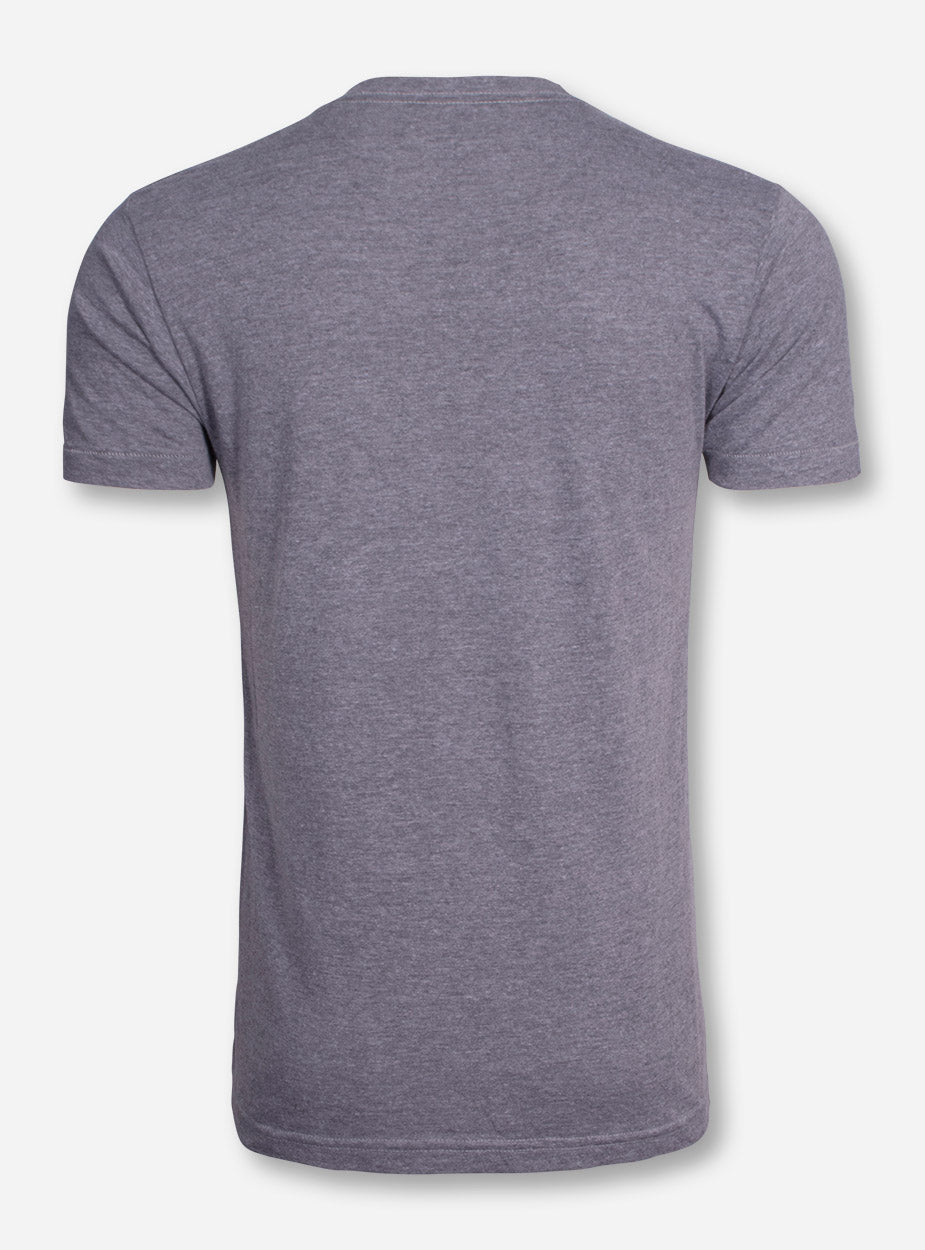 Texas Tech Block & Red Raiders Script on Heather Grey T-Shirt