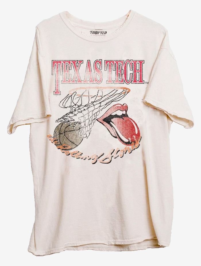 Livy Lu Texas Tech "Basketball Rolling Stones" Thrifted T-Shirt