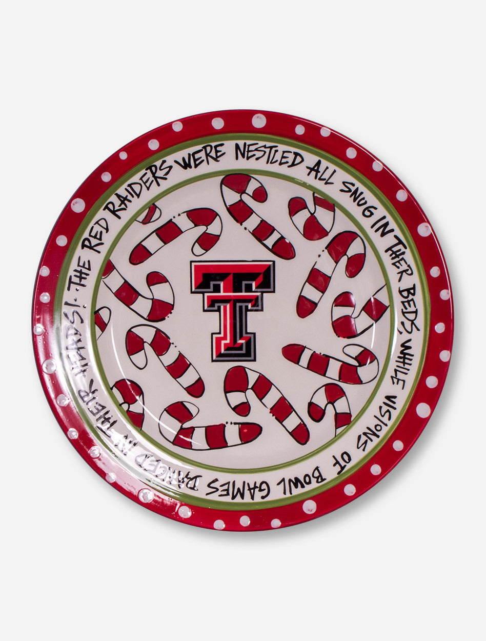 Texas Tech Double T & Candy Cane Serving Dish