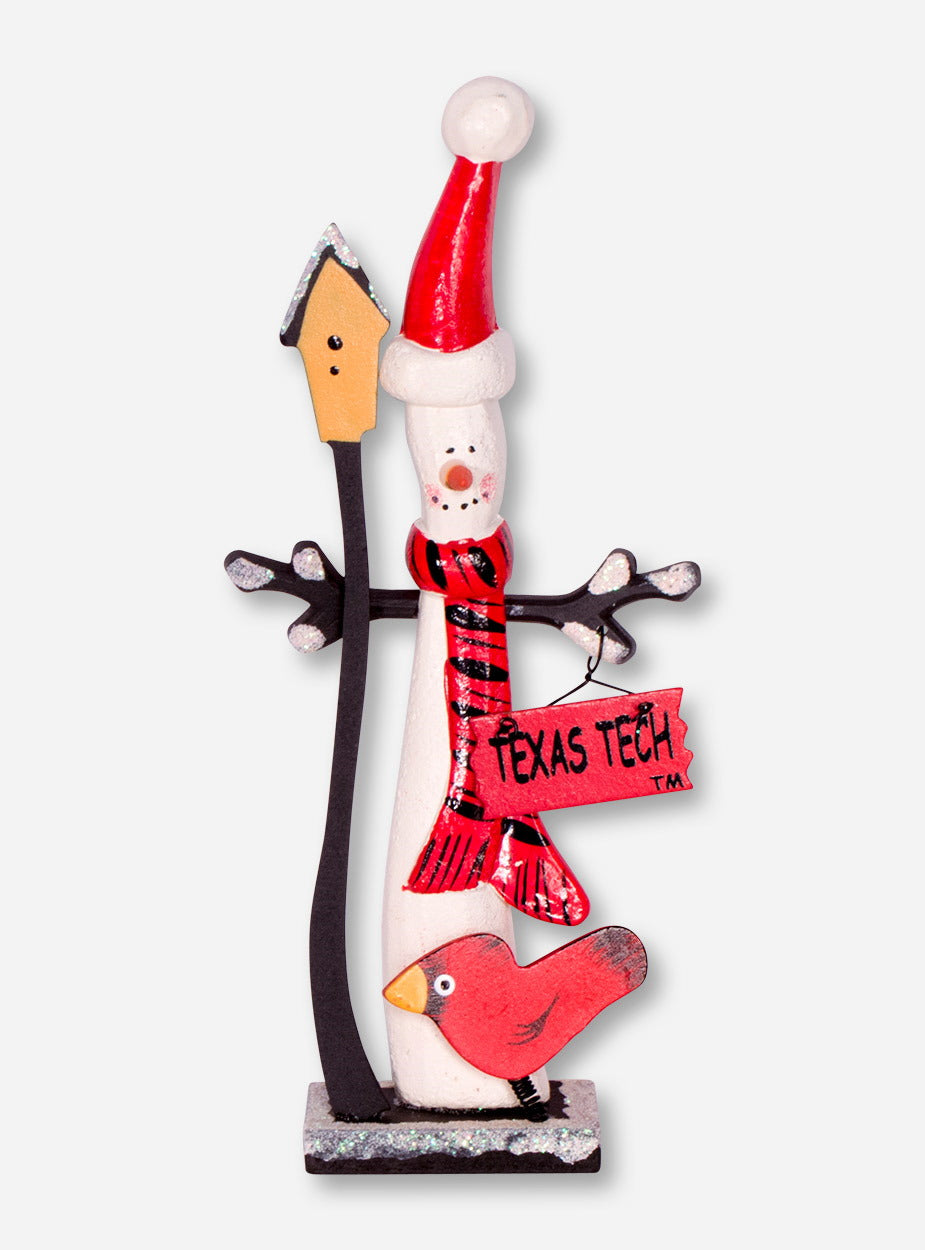 Texas Tech Snowman with Bird House Figurine