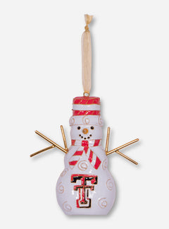 Kitty Keller Snowman Double T Ornament - Texas Tech