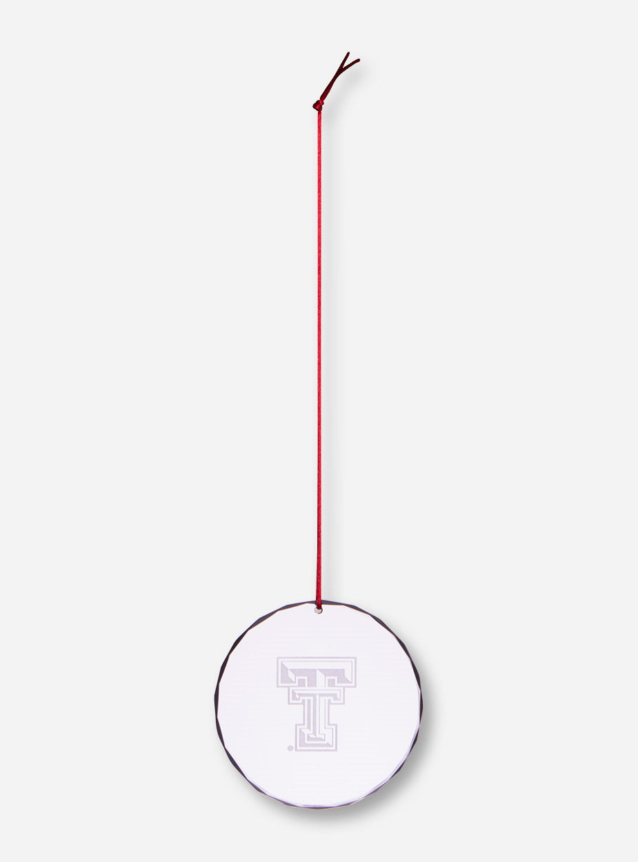 Texas Tech Etched Double T Crystal Christmas Ornament