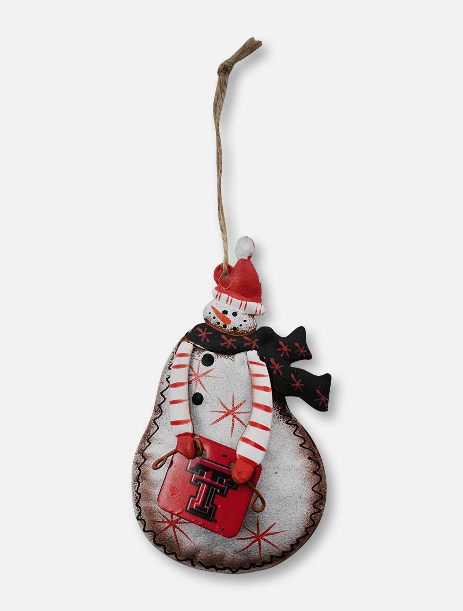 Texas Tech Red Raiders Snowman with Double T Sign Ornament