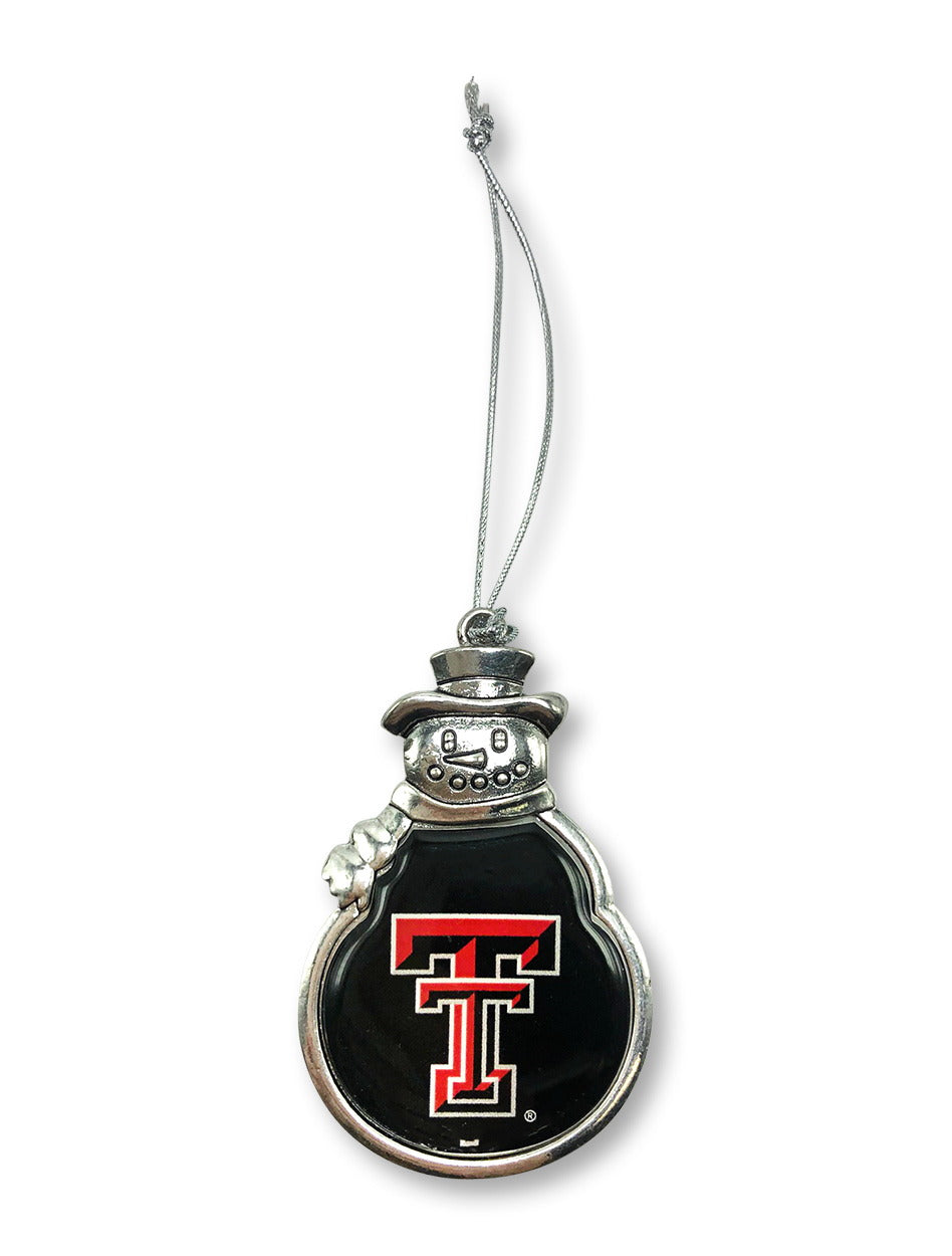 Texas Tech Red Raiders Double T Snowman Ornament with Epoxy Dome