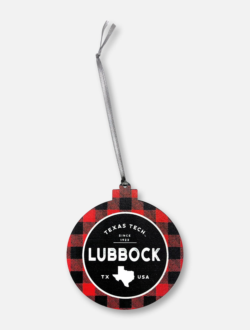 Legacy Texas Tech Red Raiders Lubbock with Buffalo Plaid Rim Ornament