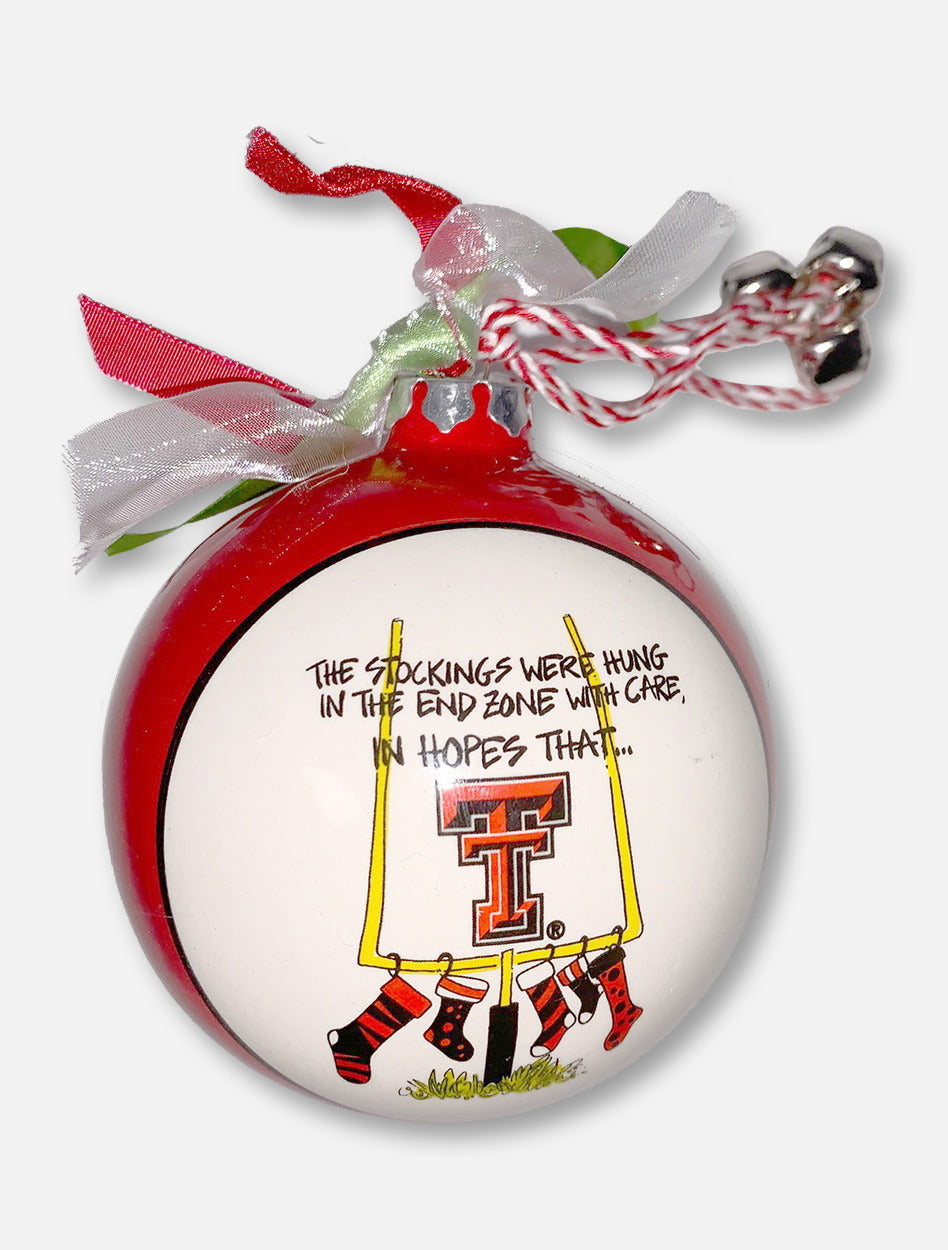 Texas Tech Red Raiders Double T "Stockings" Glass Ornament In Red