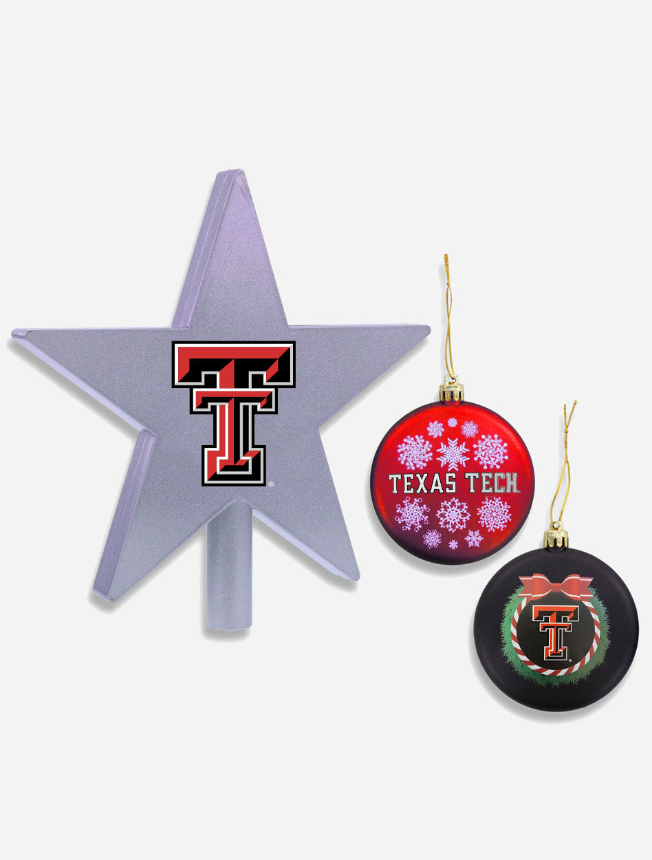 Texas Tech Red Raiders Tree Topper with Ornaments Set