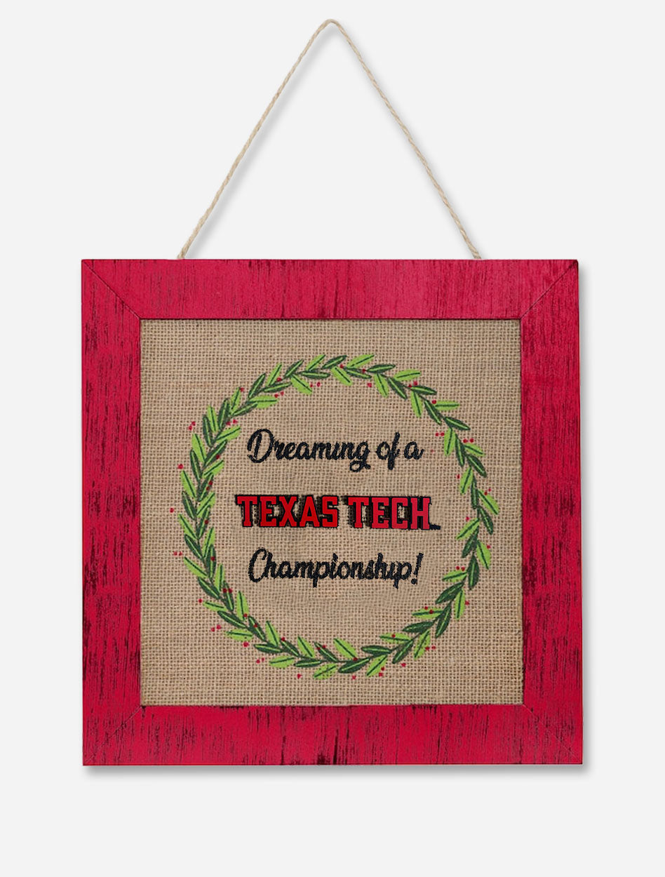 Texas Tech "Burlap 2 Sided Holidays" Wooden 12" Holiday Sign