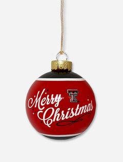 Texas Tech Red Raiders "Merry Christmas" Glass Ball Ornament
