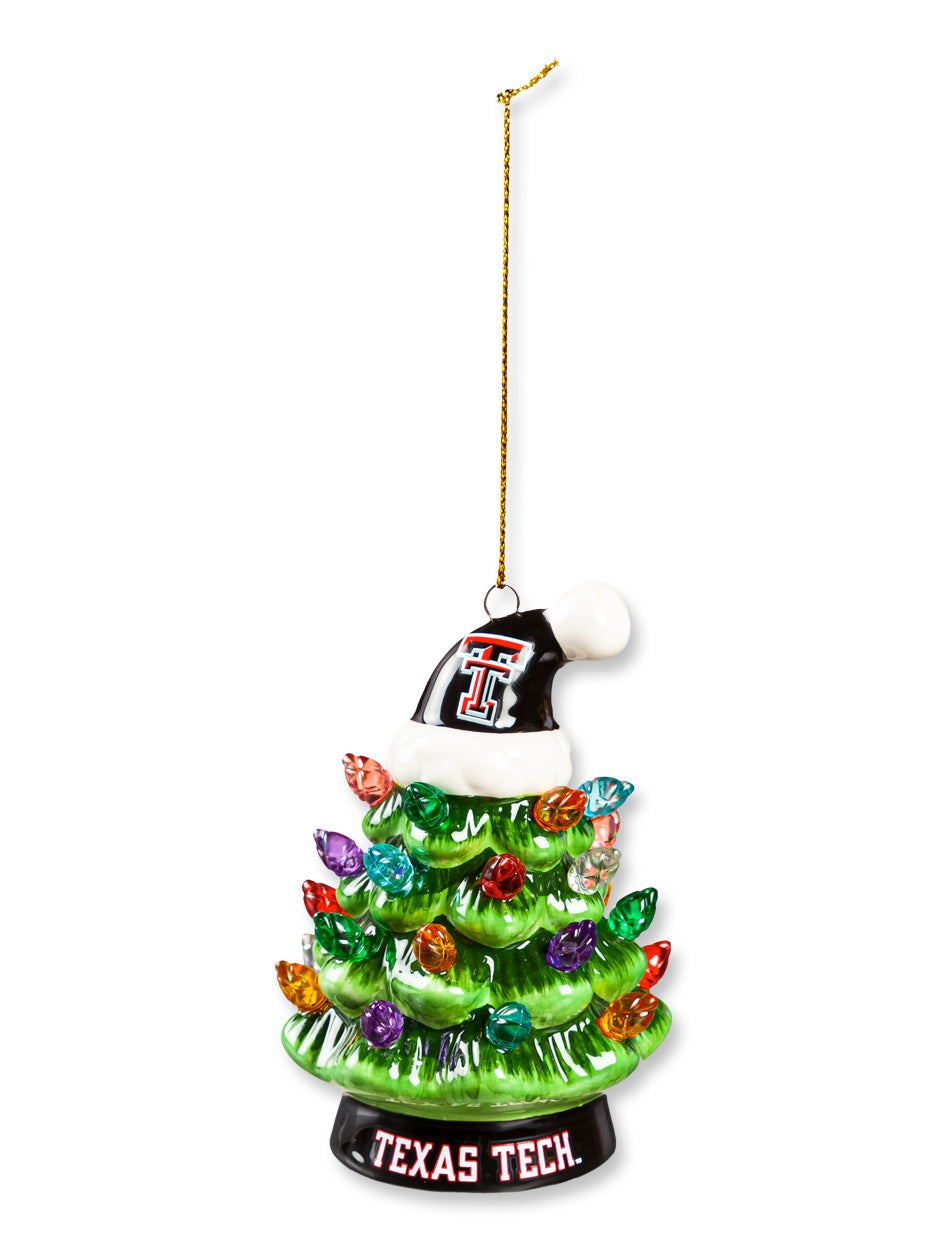 Texas Tech 4" LED Ceramic Christmas Tree Ornament w/ Santa Hat