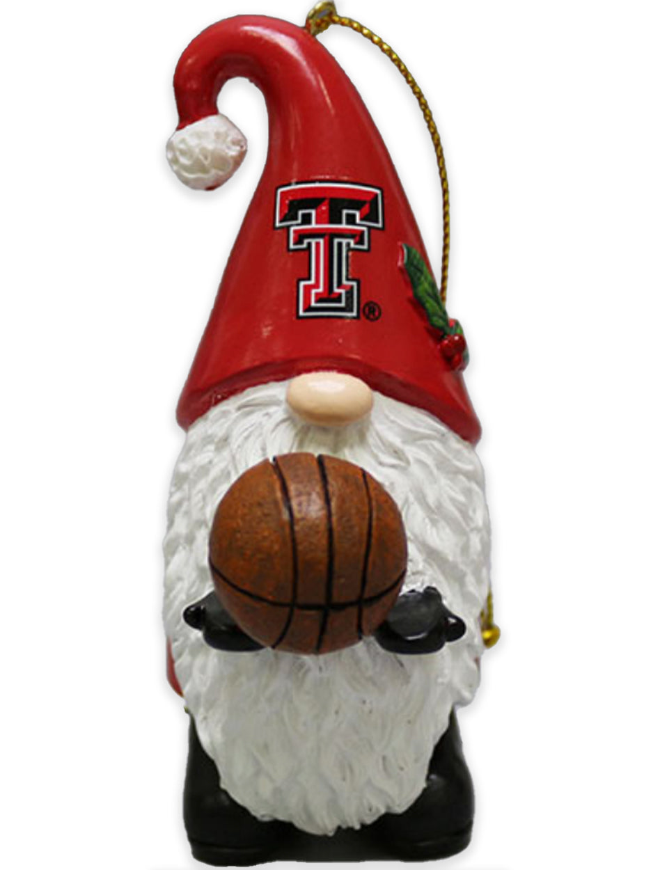 Texas Tech Double T 3.5" Gnome with Basketball Ornament