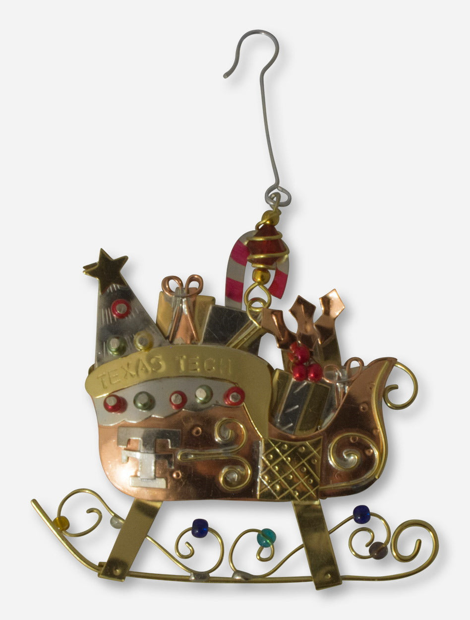 Texas Tech Copper Sleigh with Presents Ornament