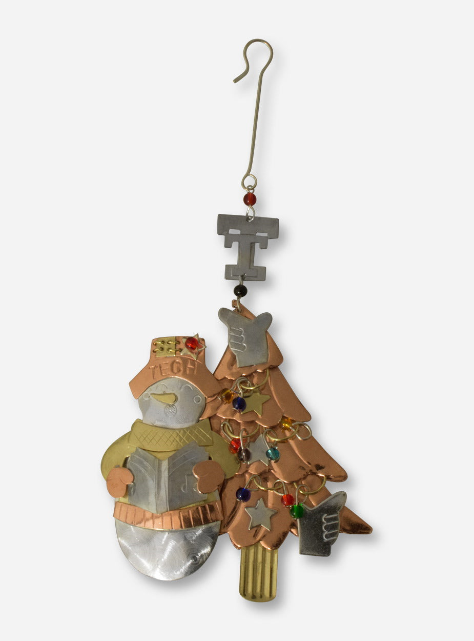 Texas Tech Copper Snowman & Tree Ornament