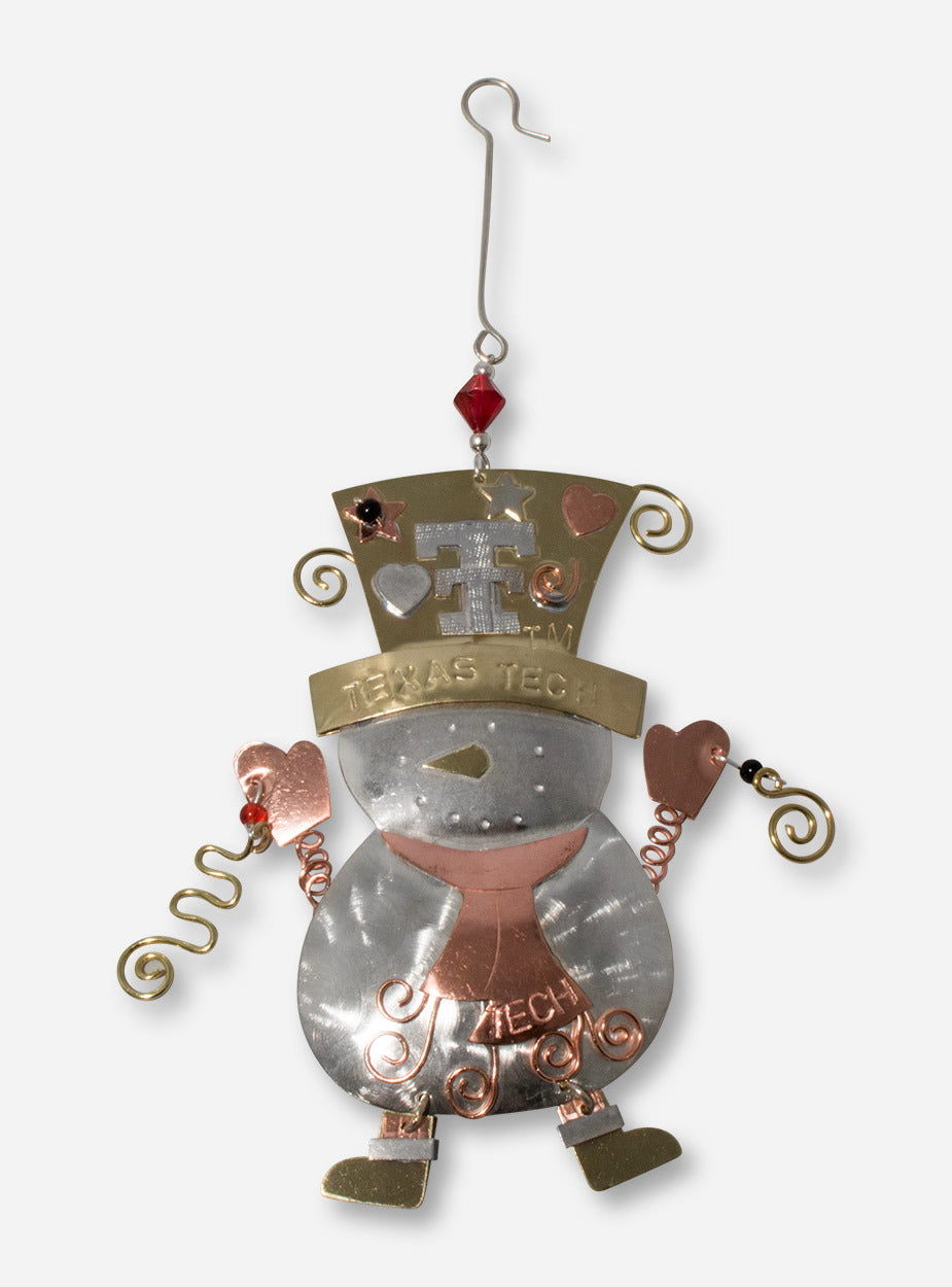 Texas Tech Copper Snowman Ornament