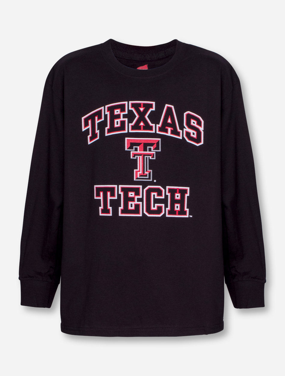 Texas Tech Dynamic Arch & Double T on YOUTH Black Long Sleeve