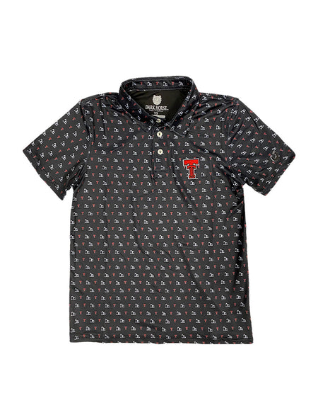 TODDLER Texas Tech Dark Horse "Pumpjack Mentality" Black Polo