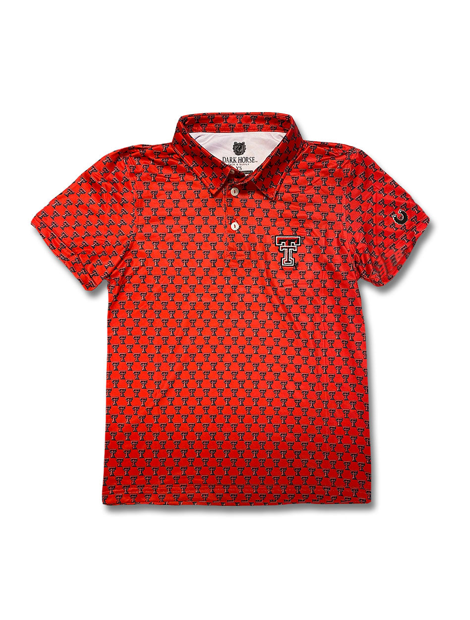 YOUTH Texas Tech Dark Horse "Double T Mini" Red Polo